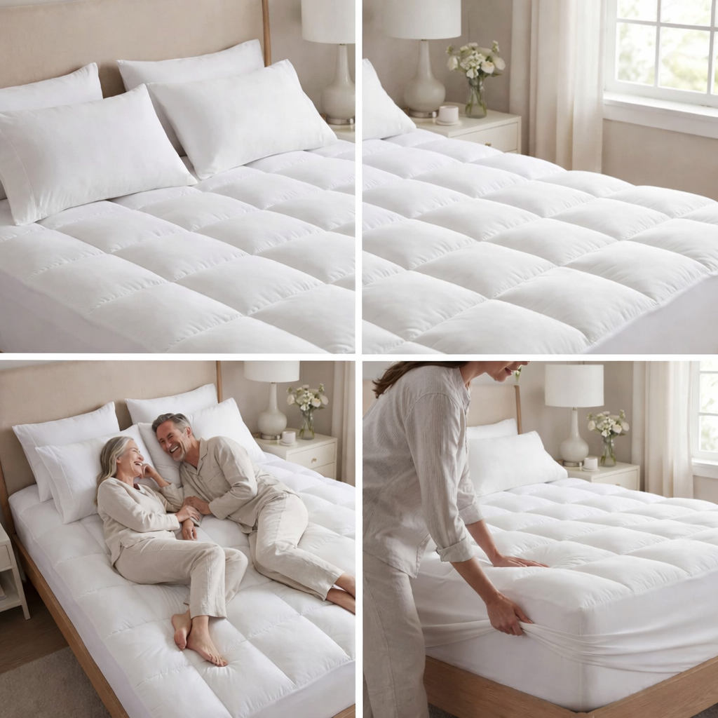 Snuggle Haven™ Premium Quilted 1000GSM Luxury Mattress Topper – Ultra Thick, Breathable & Cloud-Soft