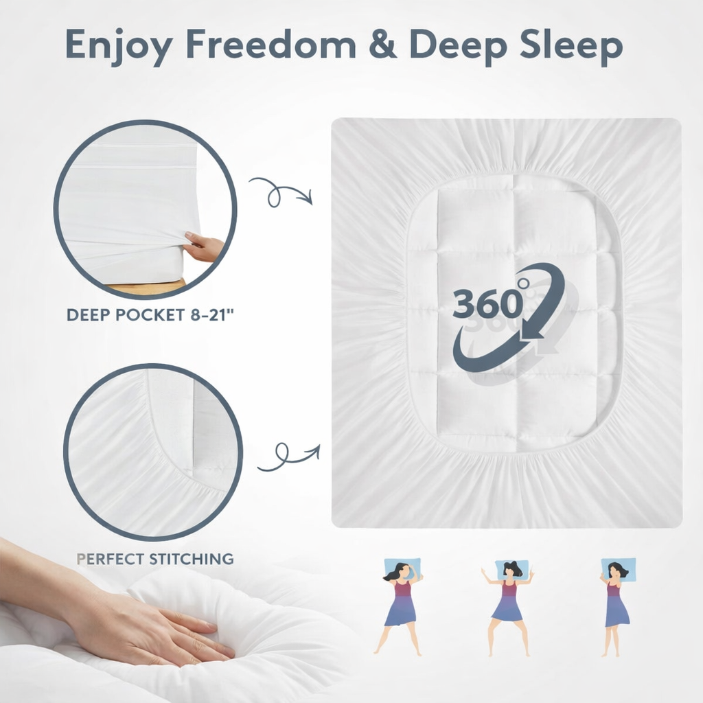 Snuggle Haven™ Premium Quilted 1000GSM Luxury Mattress Topper – Ultra Thick, Breathable & Cloud-Soft